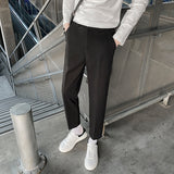 classy outfits men Autumn and Winter Woolen Pants Men's Straight Cropped Casual Pants Korean Winter Brushed Thickened Trousers Woolen Small Suit Pants Men