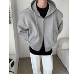 boy outfits Harajuku Style Trendy Loose Long Sleeve Shoulder Pad Hooded Sweater Men's Fashion Jacket Men's Ins High Street Casual