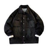 black men fashion urban Japanese Retro Workwear Lapel Denim Jacket Men's Korean-Style Trendy Spring and Autumn American-Style Long-Sleeved Casual Men's Jacket