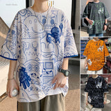 fall outfits men Short-Sleeved T-shirt Men's 2024 New Summer Couple's Inner Half-Sleeved T-shirt Student Base Loose Top Ins