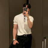 guys fashion casual Summer Thin Ice Silk Short-Sleeved Sweater Men's Korean-Style Fashionable Slim-Fit round Neck T-shirt Men's Ruan Handsome Half-Sleeve Shirt