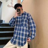 winter outfits men Men's Fashionable New Shirt Korean Style Casual Loose Long Sleeve Plaid Hip Hop Style Autumn Top Coat Men