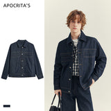 boy outfits Apo Men's Clothing | 2024 Autumn and Winter New Men's Denim Jacket Jacket High-Grade Loose Lapel Trendy Top