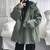 ITOOH Winter Outfits 1980s fashion trends Youth Winter Solid Color Loose Men's Fake Two-Piece Cotton-Padded Jacket Hong Kong Style Thick Warm Hooded Cotton-Padded Coat ITOOH Winter Outfits