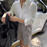 old money outfits men New Korean Style Long-Sleeved Cotton and Linen Shirt Simple High-End Lazy Style Shirt Loose All-Match Thin Youth Shirt Men