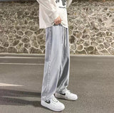 boy outfits Summer Jeans Men's New Loose Straight Light-Colored Thin Drawstring Wide-Leg Long Pants for Boys