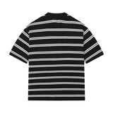 boy outfits 2024 Summer New Japanese Retro Striped T-shirt Men's and Women's Small Neckline Half Sleeve Couple Versatile Loose Top Fashion