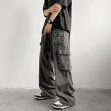 streetwear men outfits High Street Functional Workwear Jeans Men's Spring and Autumn Straight Mop Pants American Pants