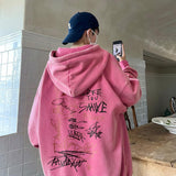 ITOOH Winter Outfits aelfric eden hoodie Graffiti 20G Sweater American High Street Men's Spring and Autumn Big Hat Washed Dirty Pink Oversize Top ITOOH Winter Outfits