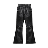 Itooh Punk Metal Zipper Leather Pants