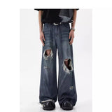 90s streetwear American Ripped Jeans Men's Niche High-Grade Pants Couple