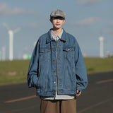 90s fashion men Autumn Solid Color Men's Denim Clothing Couple Wear Loose Jacket Young Students plus Size Denim Jacket Men