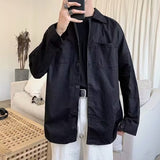 fall outfits men Japanese Retro Workwear Shirt Casual Coat Men's 2024 Autumn New Lapel Jacket Korean Style Loose Top Fashion