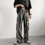 streetwear men outfits High Street Functional Workwear Jeans Men's Spring and Autumn Straight Mop Pants American Pants