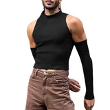 t shirt 2024 New Bottoming Shirt off-the-Shoulder Long Sleeve Casual Turtleneck Men's Hollow Sexy T-shirt