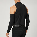 t shirt 2024 New Bottoming Shirt off-the-Shoulder Long Sleeve Casual Turtleneck Men's Hollow Sexy T-shirt