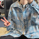 ITOOH Winter Outfits streetwear men outfits Long Sleeve Shirt Men's 2024 Spring Korean Style Trendy Japanese Retro Plaid BF Style Lapel Shirt Jacket ITOOH Winter Outfits