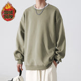 mens winter fashion INS Trendy Loose Sweater Men's Autumn and Winter Letters Casual Fleece-lined Men's Pullover