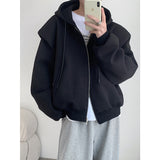 boy outfits Harajuku Style Trendy Loose Long Sleeve Shoulder Pad Hooded Sweater Men's Fashion Jacket Men's Ins High Street Casual