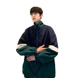 winter outfits men Men's and Women's American-Style Retro Color Matching Windproof Jacket Men's Spring and Autumn Loose Stand Collar Sports Jacket Top