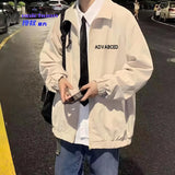 black men fashion urban Spring and Autumn New Men's Jacket Jacket Jacket Social Youth Loose Hong Kong Style Solid Color Trendy Jacket