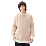 mens fall fashion Japanese Retro Sweater Men's Autumn and Winter Warm Sweater Clothes Trendy Loose round Neck Contrast Color Bottoming Sweater