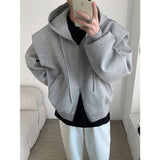 boy outfits Harajuku Style Trendy Loose Long Sleeve Shoulder Pad Hooded Sweater Men's Fashion Jacket Men's Ins High Street Casual