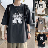 fall outfits men Short-Sleeved T-shirt Men's 2024 New Summer Couple's Inner Half-Sleeved T-shirt Student Base Loose Top Ins