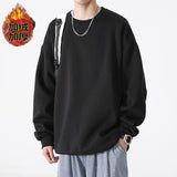 mens winter fashion INS Trendy Loose Sweater Men's Autumn and Winter Letters Casual Fleece-lined Men's Pullover