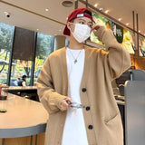 90s streetwear Knitted Cardigan Coat Men's Autumn Lazy V-neck Sweater Oversize Korean Style Loose Top