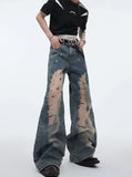 Itooh Mesh Hollow Retro Gradient Jeans