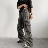 streetwear men outfits High Street Functional Workwear Jeans Men's Spring and Autumn Straight Mop Pants American Pants