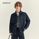 Itooh boy outfits Apo Men's Clothing | 2024 Autumn and Winter New Men's Denim Jacket Jacket High-Grade Loose Lapel Trendy Top