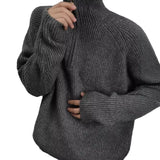 mens winter fashion Spring and Autumn Fashion All-Match Half Zipper Sweater Men's Raglan Lapel Design Dark Gray Sweater Men's and Women's Fashion