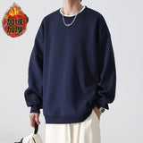 mens winter fashion INS Trendy Loose Sweater Men's Autumn and Winter Letters Casual Fleece-lined Men's Pullover