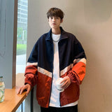 winter outfits men Men's and Women's American-Style Retro Color Matching Windproof Jacket Men's Spring and Autumn Loose Stand Collar Sports Jacket Top