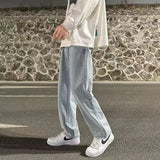 boy outfits Summer Jeans Men's New Loose Straight Light-Colored Thin Drawstring Wide-Leg Long Pants for Boys