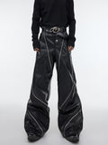 Itooh Snake Print Zipper Design Pu Leather Pants