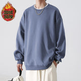 mens winter fashion INS Trendy Loose Sweater Men's Autumn and Winter Letters Casual Fleece-lined Men's Pullover