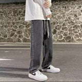 boy outfits Summer Jeans Men's New Loose Straight Light-Colored Thin Drawstring Wide-Leg Long Pants for Boys