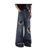 90s streetwear American Ripped Jeans Men's Niche High-Grade Pants Couple