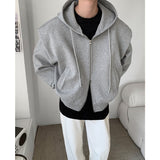 boy outfits Harajuku Style Trendy Loose Long Sleeve Shoulder Pad Hooded Sweater Men's Fashion Jacket Men's Ins High Street Casual