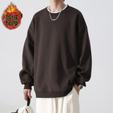 mens winter fashion INS Trendy Loose Sweater Men's Autumn and Winter Letters Casual Fleece-lined Men's Pullover