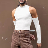 t shirt 2024 New Bottoming Shirt off-the-Shoulder Long Sleeve Casual Turtleneck Men's Hollow Sexy T-shirt