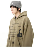 ITOOH Printed Zipper Hooded Sweatshirt