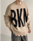 Itooh Ripped Letter Pullover Sweater