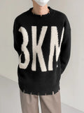 Itooh Ripped Letter Pullover Sweater