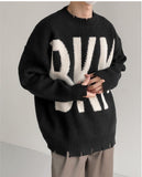 Itooh Ripped Letter Pullover Sweater