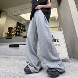 Itooh New Sweatpants Solid Color Letter Embroidery Pleated Trousers Casual Straight Wide Leg Male Pants 2024 Summer