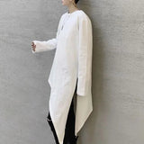 Itooh Y2K Korean Style Autumn Fashion Irregular Slanted Hem Long-Sleeved Casual Large Size Solid Color Jacket Loose Design Unisex Coat